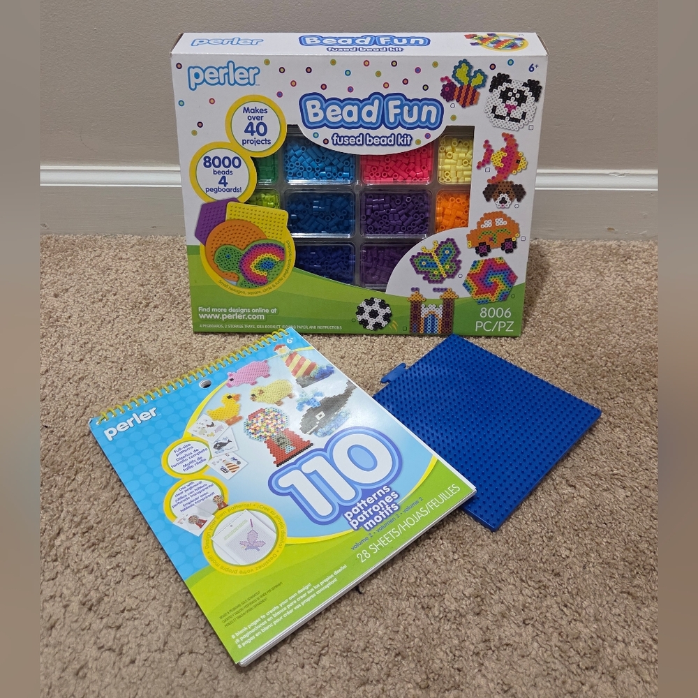 Perler Bead Fun Fused 8000 Bead Kit Template Book Tray Bundle
